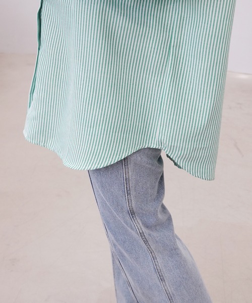 IAMUSE(アイアミューズ)の「【IAMUSE】オーバーサイズカラーストライプシャツ S0697(シャツ/ブラウス・レディース・オレンジ/グリーン/ピンク・FREE)」の16枚目の写真