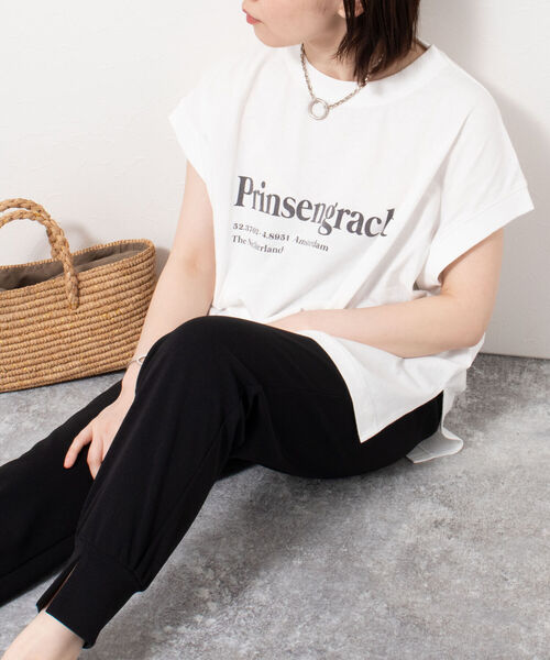 NOLLEY’S(ノーリーズ)の「◇【WEB限定】USA COTTON フレンチTシャツ(Tシャツ/カットソー・レディース・ベージュ/グリーン/オフホワイト/チャコールグレー・FREE)」の2枚目の写真