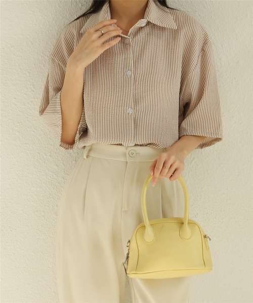 MAISON DE THERESE(メゾン ド テレーズ)の「ストライプ半袖ルーズオーバーシャツブラウス(シャツ/ブラウス・レディース・ライトグリーン/イエロー/ブラウン・M)」の15枚目の写真