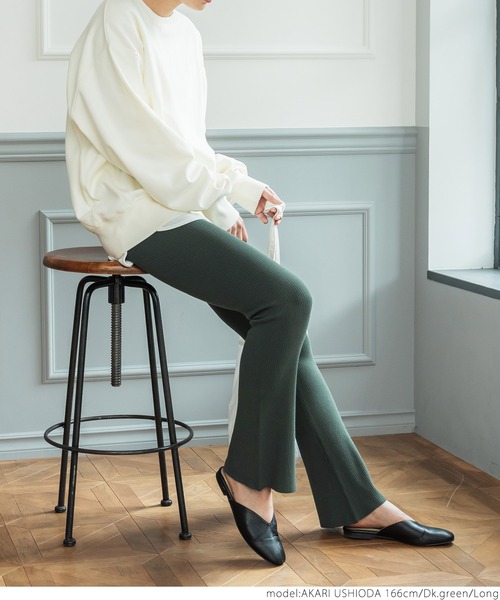 coca（coca）（コカ）の「サマーニットフレアレギンス（レギンス/スパッツ・レディース・チャコールグレー/ブラック/ダークグリーン/ベージュ・SHORT/LONG）」の7枚目の写真