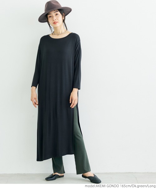 coca（coca）（コカ）の「サマーニットフレアレギンス（レギンス/スパッツ・レディース・チャコールグレー/ブラック/ダークグリーン/ベージュ・SHORT/LONG）」の6枚目の写真