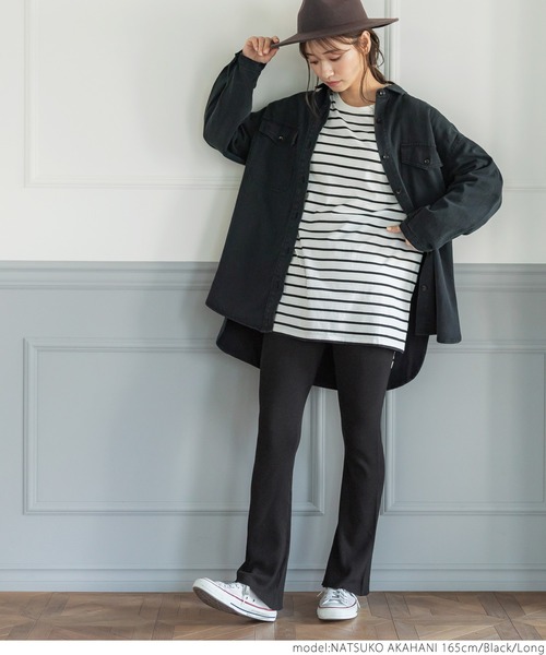 coca（coca）（コカ）の「サマーニットフレアレギンス（レギンス/スパッツ・レディース・チャコールグレー/ブラック/ダークグリーン/ベージュ・SHORT/LONG）」の20枚目の写真