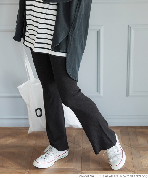 coca（coca）（コカ）の「サマーニットフレアレギンス（レギンス/スパッツ・レディース・チャコールグレー/ブラック/ダークグリーン/ベージュ・SHORT/LONG）」の19枚目の写真