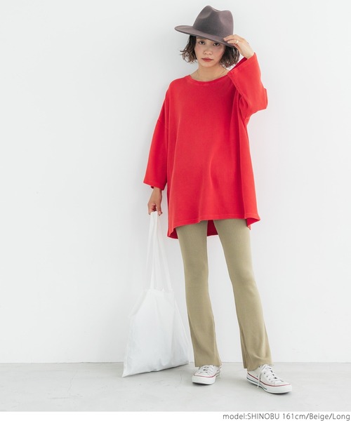 coca（coca）（コカ）の「サマーニットフレアレギンス（レギンス/スパッツ・レディース・チャコールグレー/ブラック/ダークグリーン/ベージュ・SHORT/LONG）」の16枚目の写真