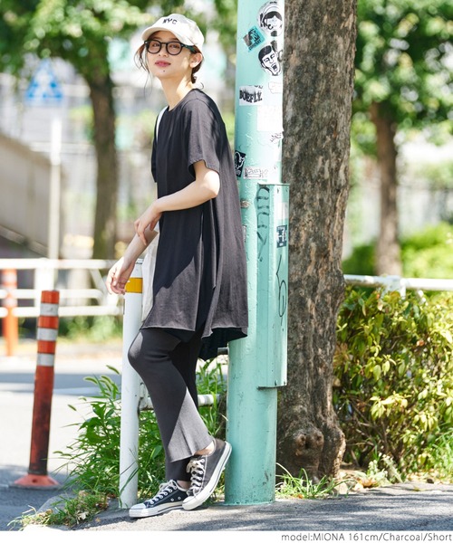 coca（coca）（コカ）の「サマーニットフレアレギンス（レギンス/スパッツ・レディース・チャコールグレー/ブラック/ダークグリーン/ベージュ・SHORT/LONG）」の11枚目の写真