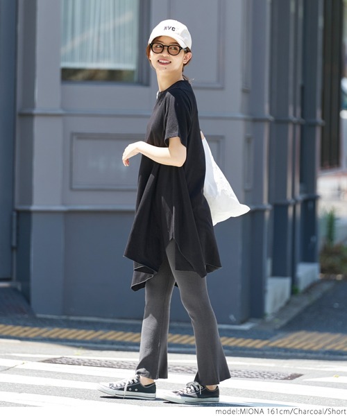 coca（coca）（コカ）の「サマーニットフレアレギンス（レギンス/スパッツ・レディース・チャコールグレー/ブラック/ダークグリーン/ベージュ・SHORT/LONG）」の9枚目の写真