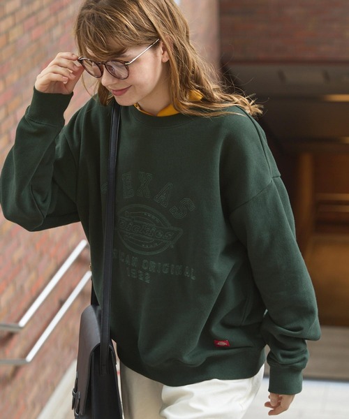 DELUXE フード付きスウェット オリーブグリーン/ブラック Dickies/ディッキーズ 裏毛アソート ロゴ＆グラフィック ルーズ