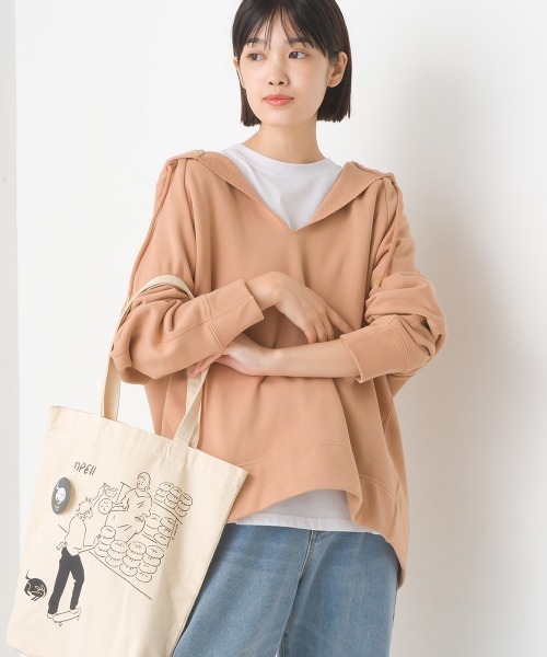 OMNES(オムネス)の「裏毛スウェット フロントV開き フードプルオーバー(パーカー・レディース・ベージュ/ネイビー/ブラウン/アイボリー/ブルー系その他・FREE)」の19枚目の写真