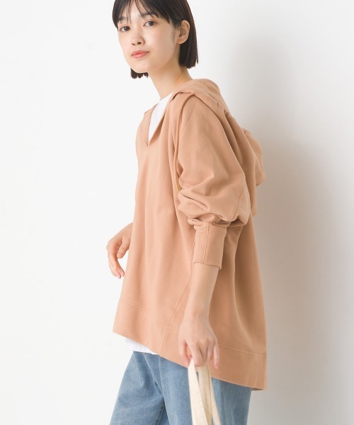 OMNES(オムネス)の「裏毛スウェット フロントV開き フードプルオーバー(パーカー・レディース・ベージュ/ネイビー/ブラウン/アイボリー/ブルー系その他・FREE)」の20枚目の写真