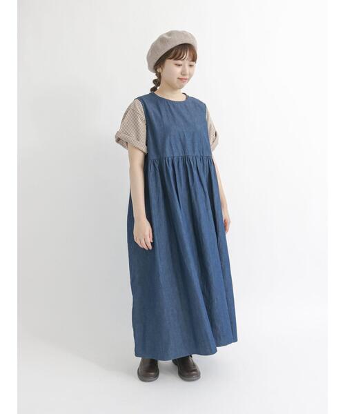 Samansa Mos2（サマンサ モスモス）の「前後着デニムノースリワンピース（ワンピース・レディース・ネイビー・ﾌﾘ-）」の15枚目の写真
