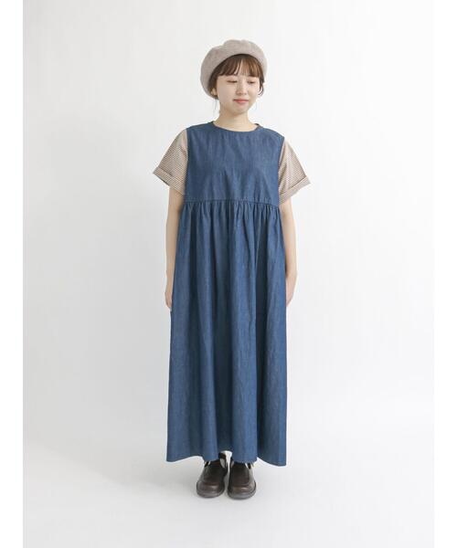 Samansa Mos2（サマンサ モスモス）の「前後着デニムノースリワンピース（ワンピース・レディース・ネイビー・ﾌﾘ-）」の17枚目の写真
