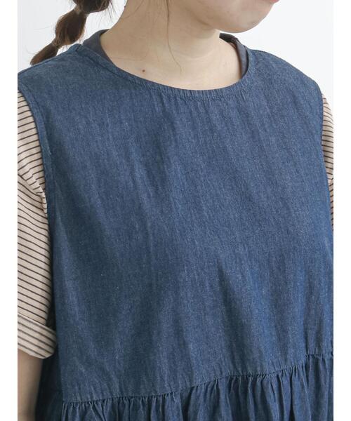 Samansa Mos2（サマンサ モスモス）の「前後着デニムノースリワンピース（ワンピース・レディース・ネイビー・ﾌﾘ-）」の21枚目の写真