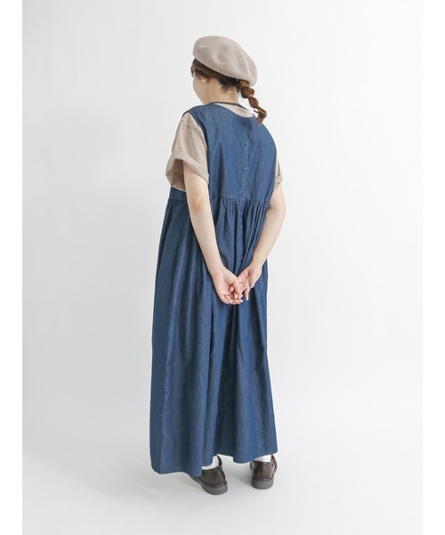Samansa Mos2（サマンサ モスモス）の「前後着デニムノースリワンピース（ワンピース・レディース・ネイビー・ﾌﾘ-）」の5枚目の写真
