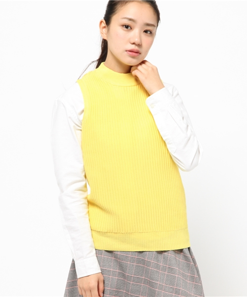 CIAOPANIC TYPY（チャオパニックティピー）の「タック編みハイネックベスト（ニット/セーター・レディース・オフホワイト/グレー/イエロー・FREE）」の3枚目の写真