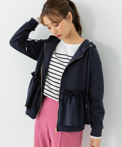 fifth（フィフス）の「ドライスウェットフリルペプラムパーカー（パーカー・レディース・ブラック/ネイビー・M）」の15枚目の写真