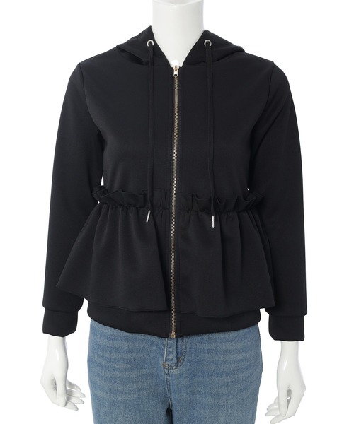 fifth（フィフス）の「ドライスウェットフリルペプラムパーカー（パーカー・レディース・ブラック/ネイビー・M）」の9枚目の写真