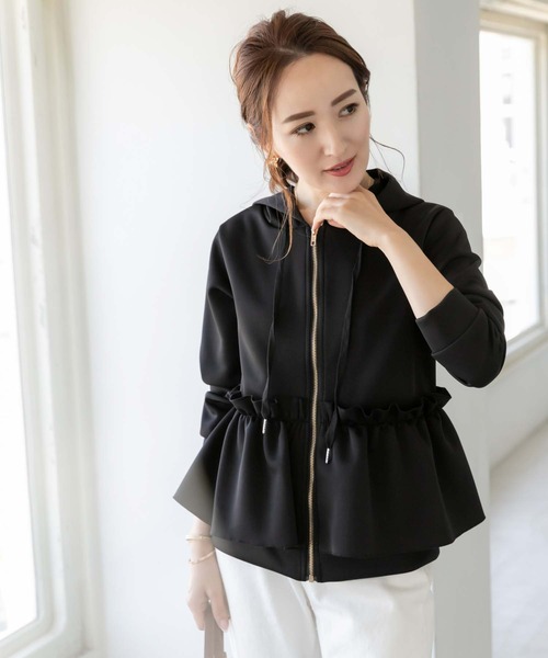 fifth（フィフス）の「ドライスウェットフリルペプラムパーカー（パーカー・レディース・ブラック/ネイビー・M）」の12枚目の写真