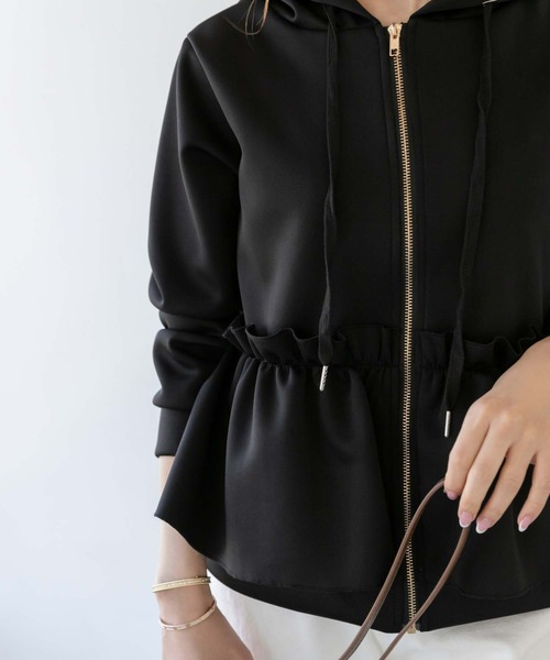 fifth（フィフス）の「ドライスウェットフリルペプラムパーカー（パーカー・レディース・ブラック/ネイビー・M）」の8枚目の写真