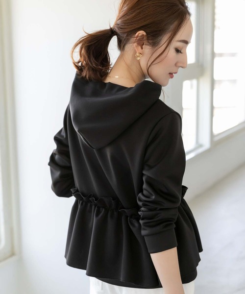 fifth（フィフス）の「ドライスウェットフリルペプラムパーカー（パーカー・レディース・ブラック/ネイビー・M）」の6枚目の写真