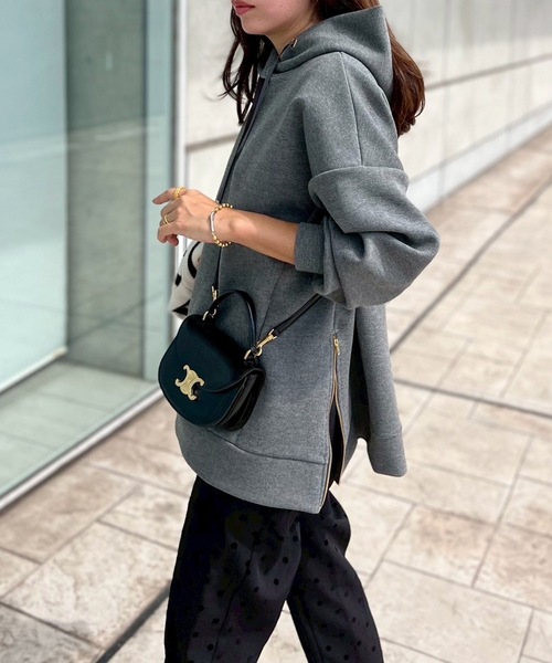 セール】【フードの立ち上がり◎】サイドジップダンボールニット