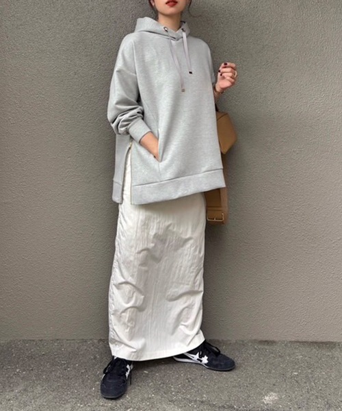 セール】【フードの立ち上がり◎】サイドジップダンボールニット