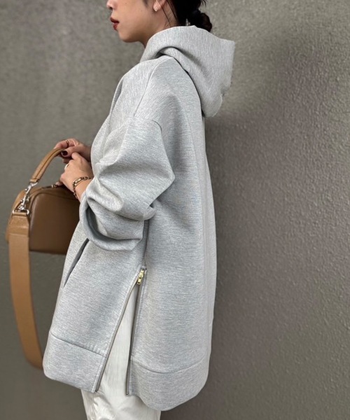 フードの立ち上がり◎】サイドジップダンボールニットフーディー