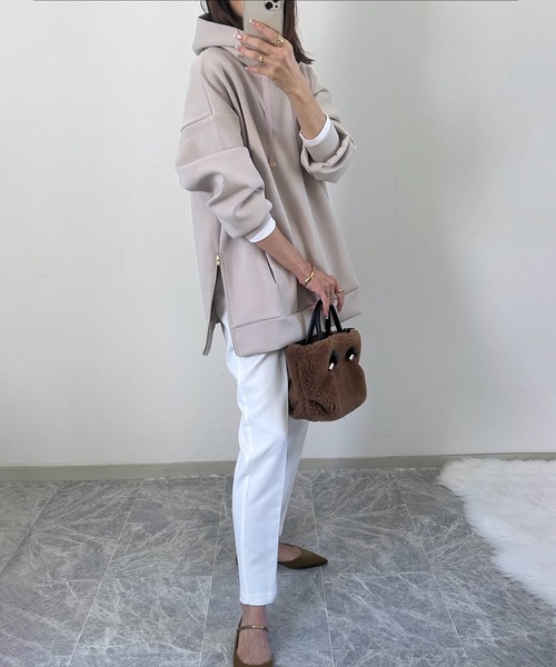 エマたん商店 フードの立ち上がり◎】サイドジップダンボールニットフーディー