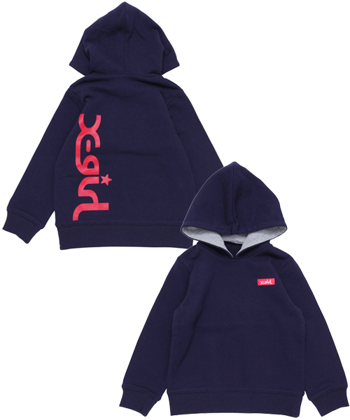X-girl Stages（エックスガールステージス）の「STANDARD PULLOVER HOODIE(12M～3T)（パーカー・キッズ・アッシュ/レッド/グリーン/ネイビー・12M/2T/3T）」の3枚目の写真
