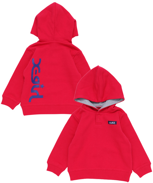 X-girl Stages（エックスガールステージス）の「STANDARD PULLOVER HOODIE(12M～3T)（パーカー・キッズ・アッシュ/レッド/グリーン/ネイビー・12M/2T/3T）」の4枚目の写真