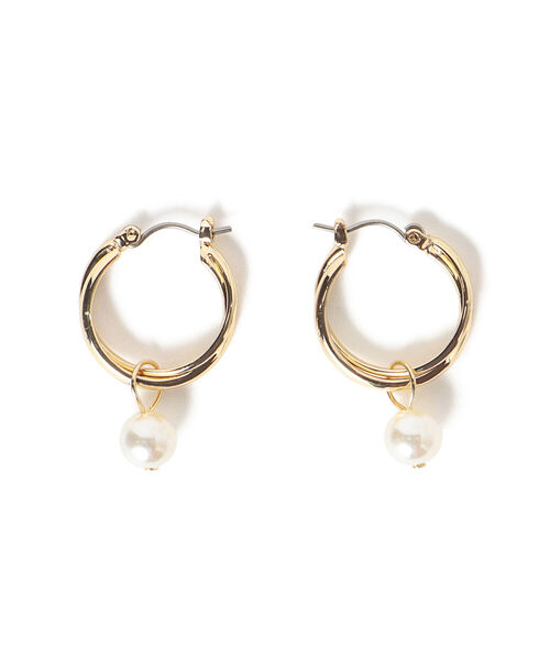 BEAMS HEART(ビームスハート)の「BEAMS HEART / フープ パール ピアス(ピアス(両耳用)・レディース・シルバー/ゴールド・ONE SIZE)」の5枚目の写真