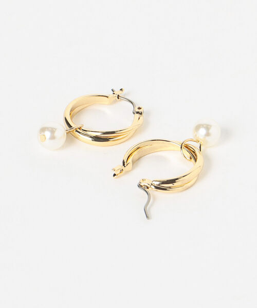 BEAMS HEART(ビームスハート)の「BEAMS HEART / フープ パール ピアス(ピアス(両耳用)・レディース・シルバー/ゴールド・ONE SIZE)」の6枚目の写真