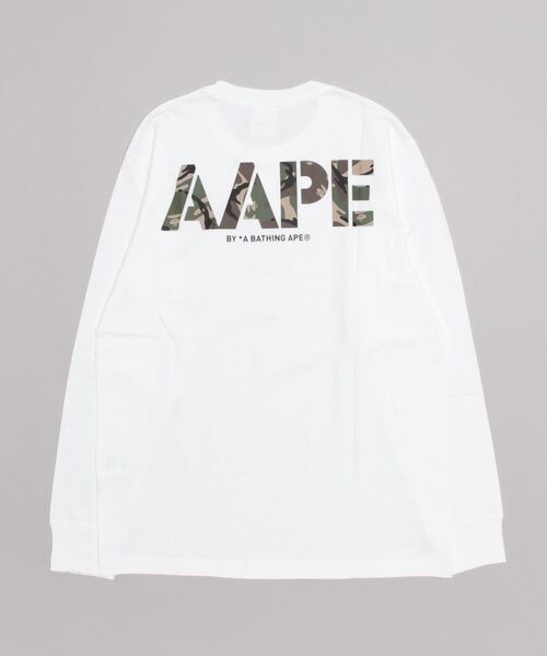 AAPE BY A BATHING APE(エーエイプバイアベイシングエイプ)の「AAPE LONG SLEEVE TEE(Tシャツ/カットソー・メンズ・ホワイト/ブラック・MEDIUM/SMALL/X-LARGE/XX-LARGE/LARGE)」の12枚目の写真