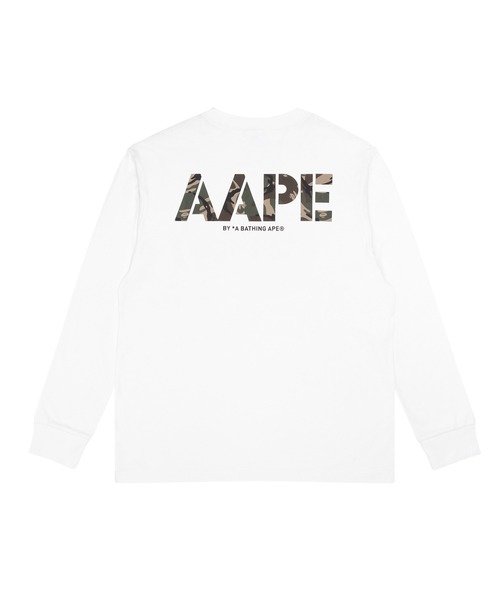 AAPE BY A BATHING APE(エーエイプバイアベイシングエイプ)の「AAPE LONG SLEEVE TEE(Tシャツ/カットソー・メンズ・ホワイト/ブラック・MEDIUM/SMALL/X-LARGE/XX-LARGE/LARGE)」の2枚目の写真