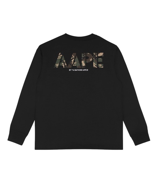 AAPE BY A BATHING APE(エーエイプバイアベイシングエイプ)の「AAPE LONG SLEEVE TEE(Tシャツ/カットソー・メンズ・ホワイト/ブラック・MEDIUM/SMALL/X-LARGE/XX-LARGE/LARGE)」の1枚目の写真
