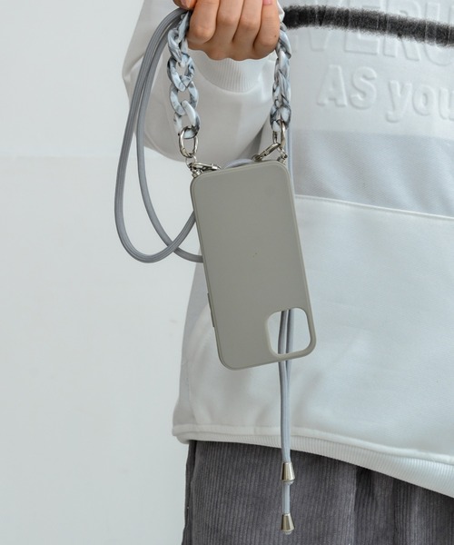 セール】アクリルチェーンハンドル付きシリコンiPhoneケース