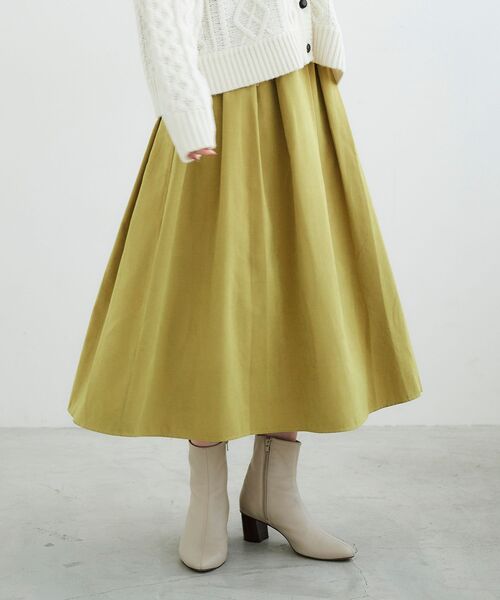 le.coeur blanc(ルクールブラン)の「フェイクスエードギャザースカート(スカート・レディース・イエロー/ラベンダー/ダークグレー・36/38)」の3枚目の写真
