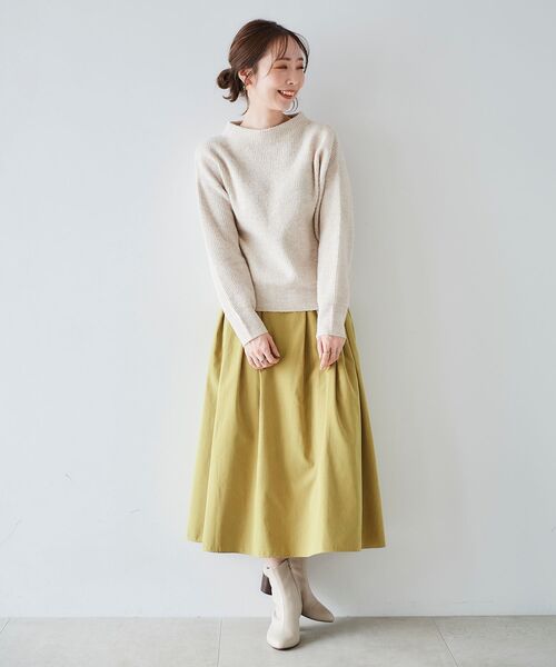 le.coeur blanc(ルクールブラン)の「フェイクスエードギャザースカート(スカート・レディース・イエロー/ラベンダー/ダークグレー・36/38)」の4枚目の写真