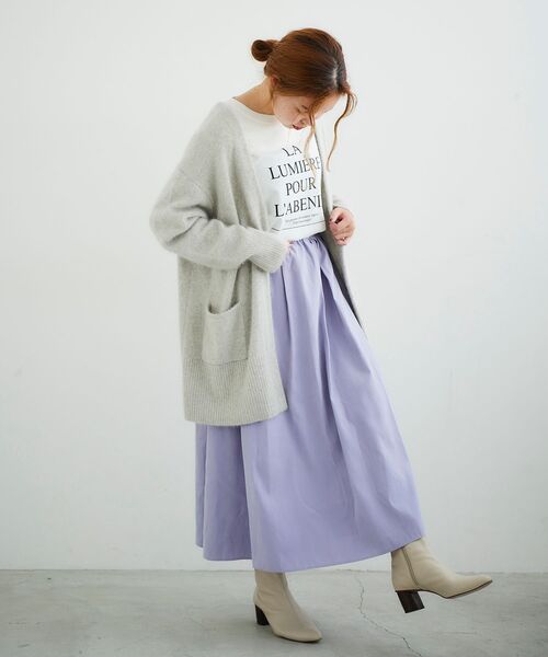 le.coeur blanc(ルクールブラン)の「フェイクスエードギャザースカート(スカート・レディース・イエロー/ラベンダー/ダークグレー・36/38)」の5枚目の写真