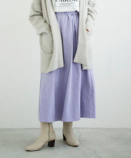 le.coeur blanc(ルクールブラン)の「フェイクスエードギャザースカート(スカート・レディース・イエロー/ラベンダー/ダークグレー・36/38)」の6枚目の写真