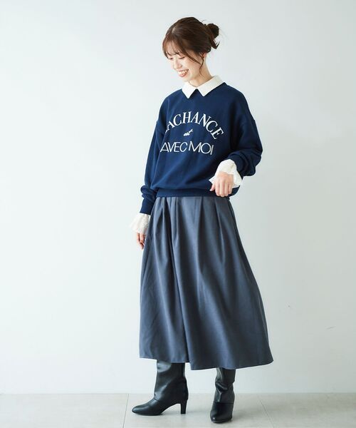 le.coeur blanc(ルクールブラン)の「フェイクスエードギャザースカート(スカート・レディース・イエロー/ラベンダー/ダークグレー・36/38)」の10枚目の写真