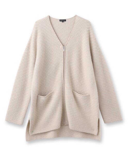 INDIVI(インディヴィ)の「◆【ライトアウター】シャギージャカードカーディガン(カーディガン/ボレロ・レディース・ブラック系1/ベージュ系1・05/13/15 /19/34/38)」の3枚目の写真