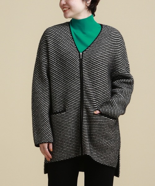 INDIVI(インディヴィ)の「◆【ライトアウター】シャギージャカードカーディガン(カーディガン/ボレロ・レディース・ブラック系1/ベージュ系1・05/13/15 /19/34/38)」の1枚目の写真