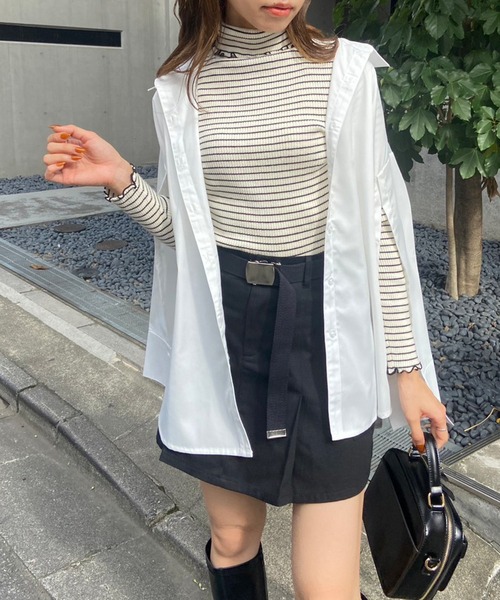 OLIVE des OLIVE(オリーブデオリーブ)の「マントスリーブシャツ(シャツ/ブラウス・レディース・ラベンダー/オフホワイト/ベージュ・FREE)」の12枚目の写真