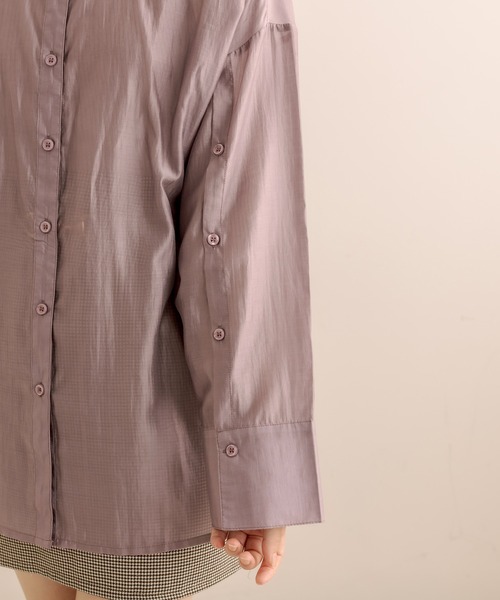 OLIVE des OLIVE(オリーブデオリーブ)の「マントスリーブシャツ(シャツ/ブラウス・レディース・ラベンダー/オフホワイト/ベージュ・FREE)」の6枚目の写真