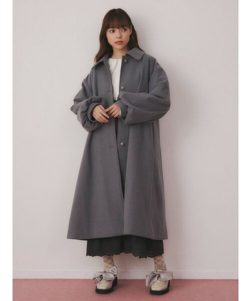 merry jenny（メリージェニー）の「ギャザースリーブAラインコート（その他アウター・レディース・ブラック/ブルー/ブラウン・FREE）」の4枚目の写真