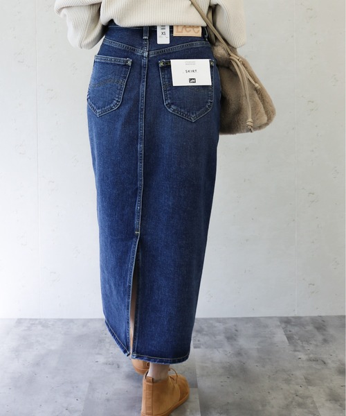 Lee（リー）の「Lee/リー　デニムバックスリットスカート（スカート・レディース・ブラック系/ライトインディゴブルー/インディゴブルー・SMALL/X-SMALL/MEDIUM）」の3枚目の写真