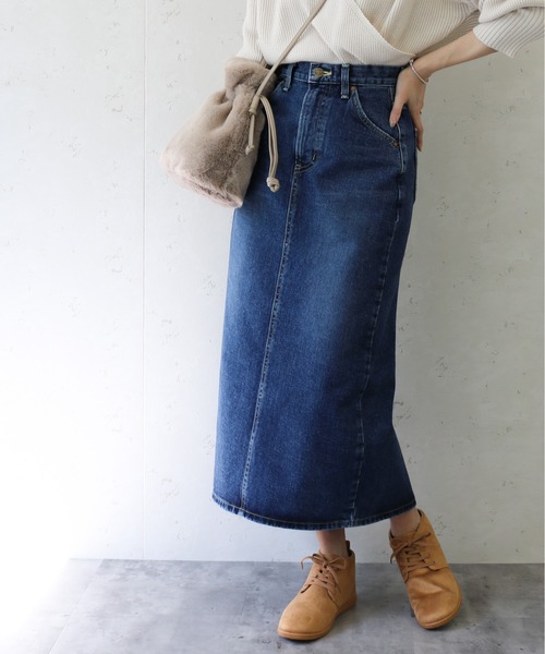 Lee（リー）の「Lee/リー　デニムバックスリットスカート（スカート・レディース・ブラック系/ライトインディゴブルー/インディゴブルー・SMALL/X-SMALL/MEDIUM）」の13枚目の写真