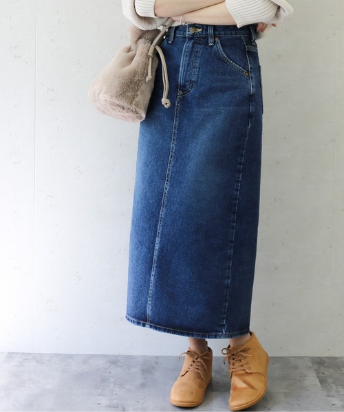 Lee（リー）の「Lee/リー　デニムバックスリットスカート（スカート・レディース・ブラック系/ライトインディゴブルー/インディゴブルー・SMALL/X-SMALL/MEDIUM）」の12枚目の写真