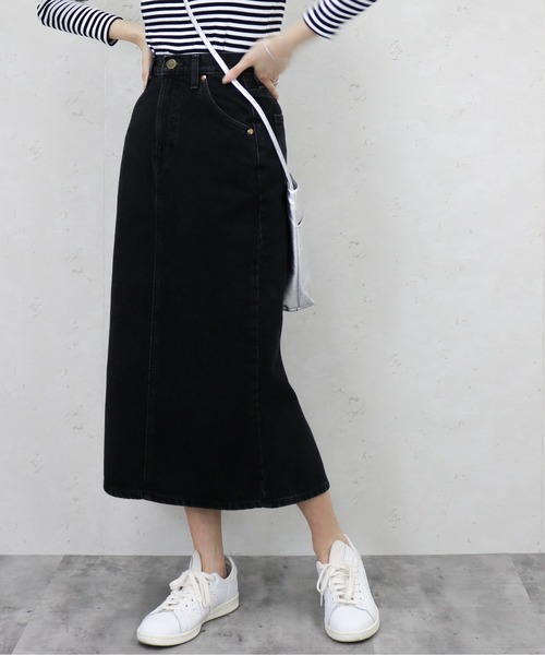 Lee（リー）の「Lee/リー　デニムバックスリットスカート（スカート・レディース・ブラック系/ライトインディゴブルー/インディゴブルー・SMALL/X-SMALL/MEDIUM）」の6枚目の写真