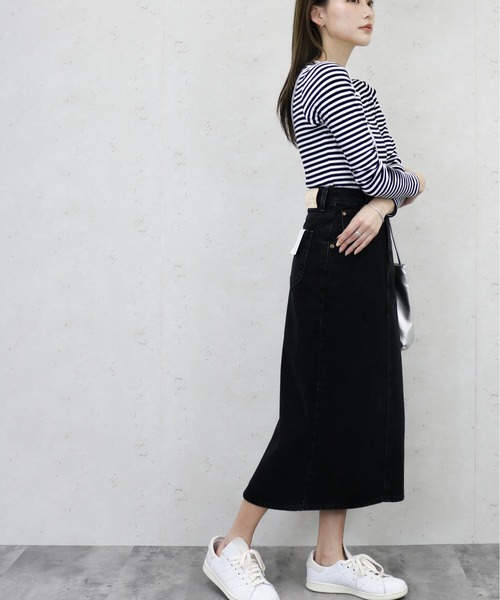 Lee（リー）の「Lee/リー　デニムバックスリットスカート（スカート・レディース・ブラック系/ライトインディゴブルー/インディゴブルー・SMALL/X-SMALL/MEDIUM）」の7枚目の写真